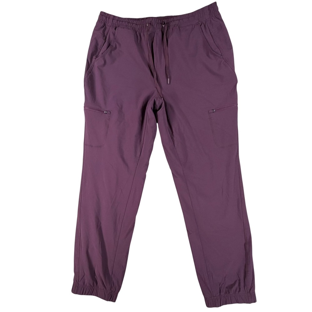 Eddie Bauer Fleece Lined Joggers Women 12 Purple Cargo‎ Hiking Pants Gorpcore